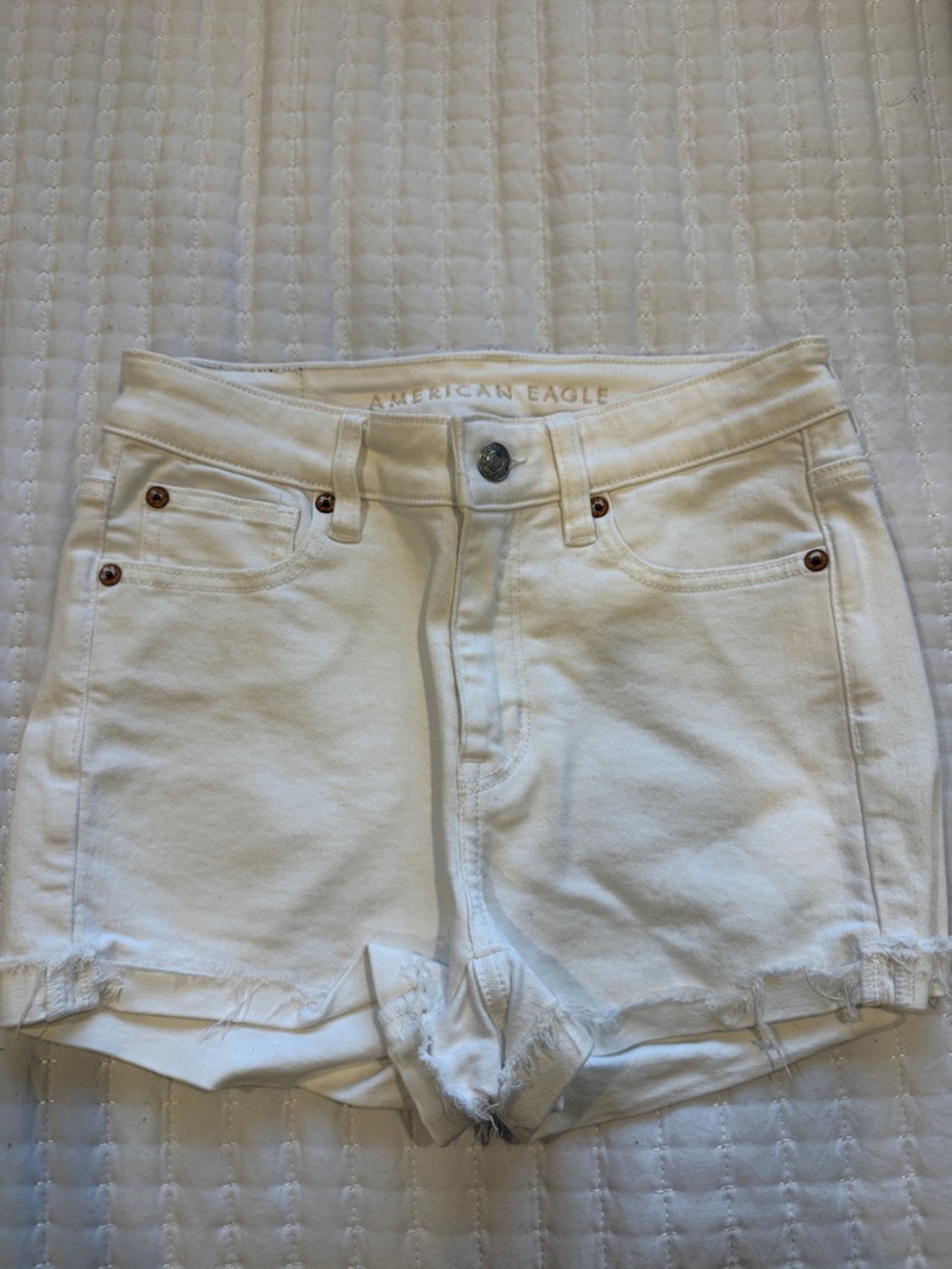 American Eagle Outfitters White Distressed Denim Shorts
